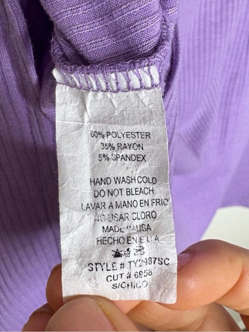Dressed In Lala Purple Lavender Ribbed Playsuit Top Only Size Small - Picture 8 of 9